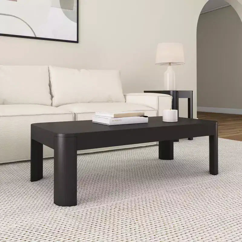 Table basse rectangulaire moderne 48 po en bois massif Plank+Beam, table basse pour salon