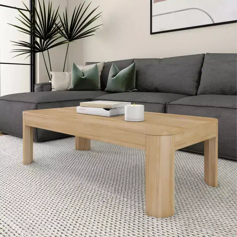 Table basse rectangulaire moderne 48 po en bois massif Plank+Beam, table basse pour salon