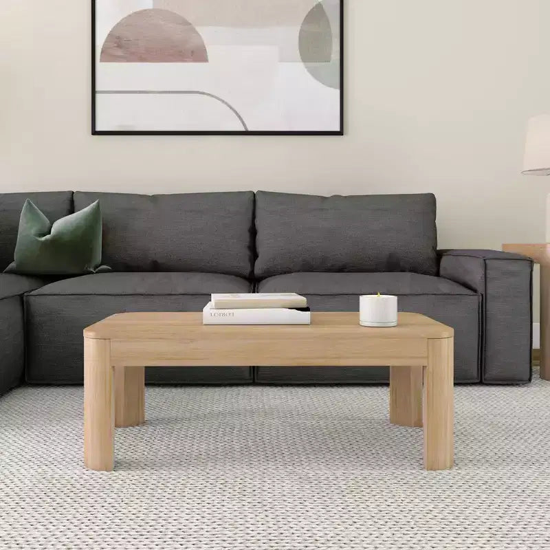 Table basse rectangulaire moderne Plank+Beam en bois massif 40, table basse pour salon