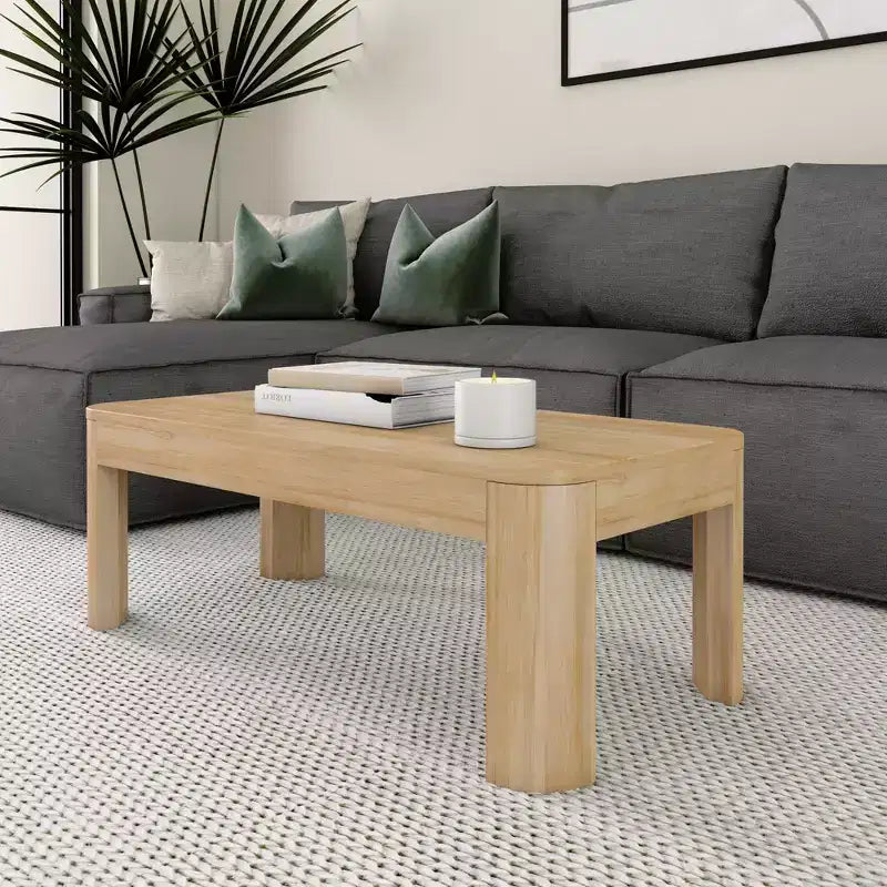 Table basse rectangulaire moderne Plank+Beam en bois massif 40, table basse pour salon
