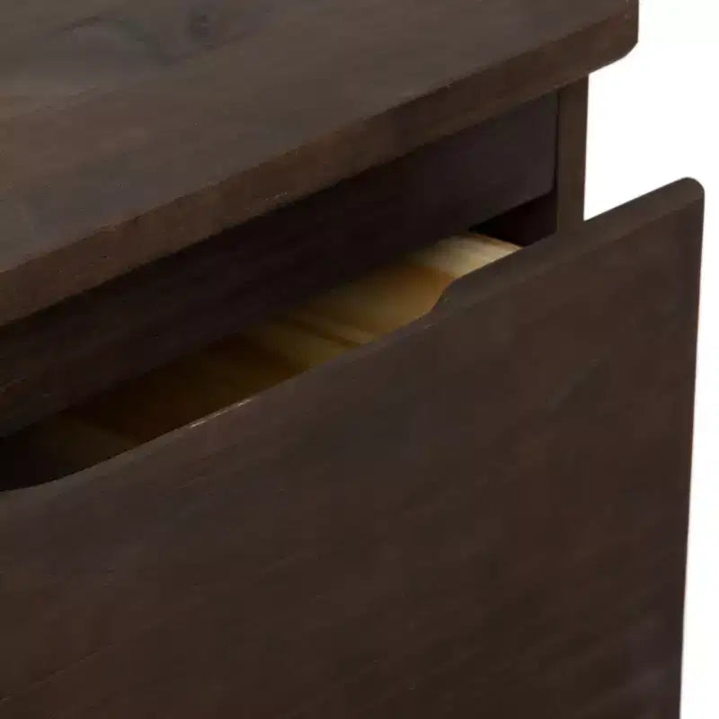 Commode à 2 tiroirs en bois massif, style ferme moderne, avec poteaux et poutres