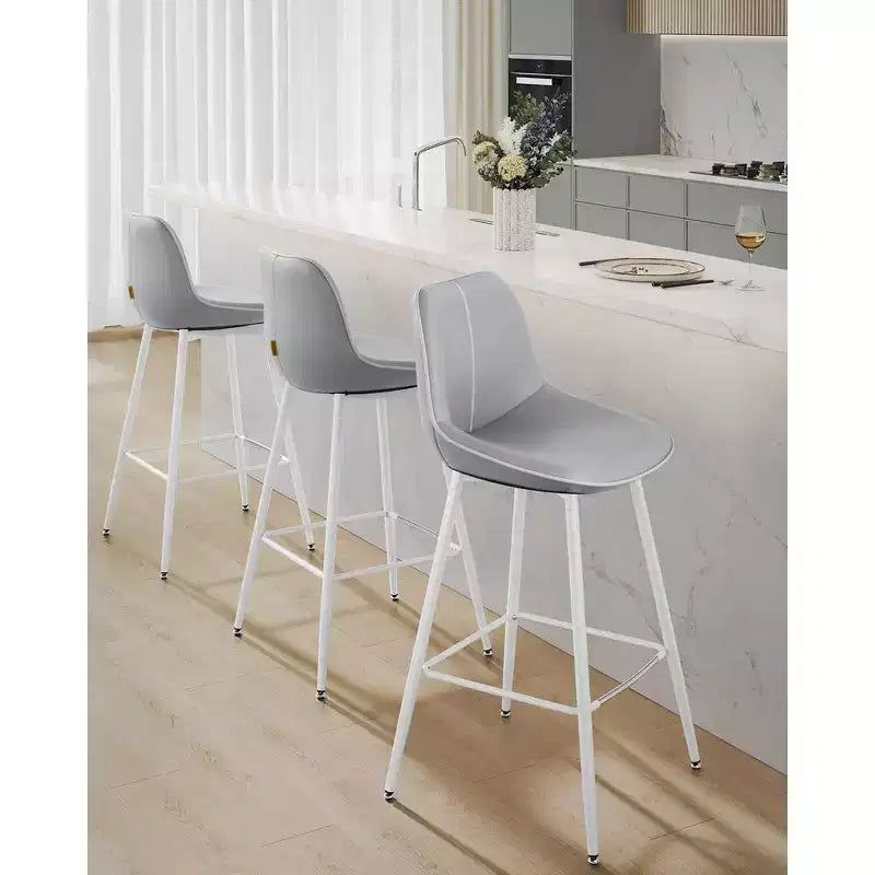 Lot de 2 tabourets de bar, tabourets de bar hauteur comptoir avec dossier, dossier ergonomique, cuir synthétique, pieds en métal
