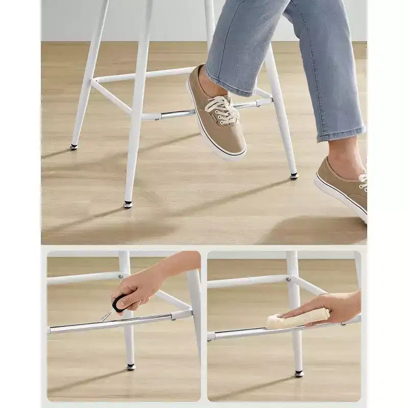 Lot de 2 tabourets de bar, tabourets de bar hauteur comptoir avec dossier, dossier ergonomique, cuir synthétique, pieds en métal
