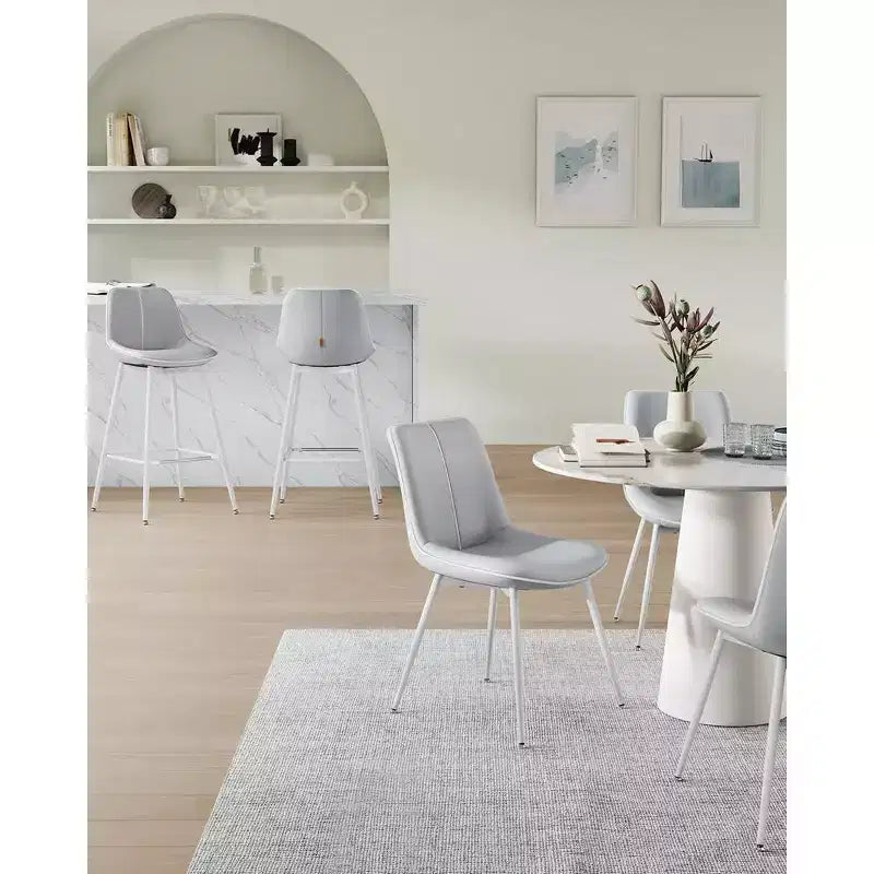 Lot de 2 tabourets de bar, tabourets de bar hauteur comptoir avec dossier, dossier ergonomique, cuir synthétique, pieds en métal