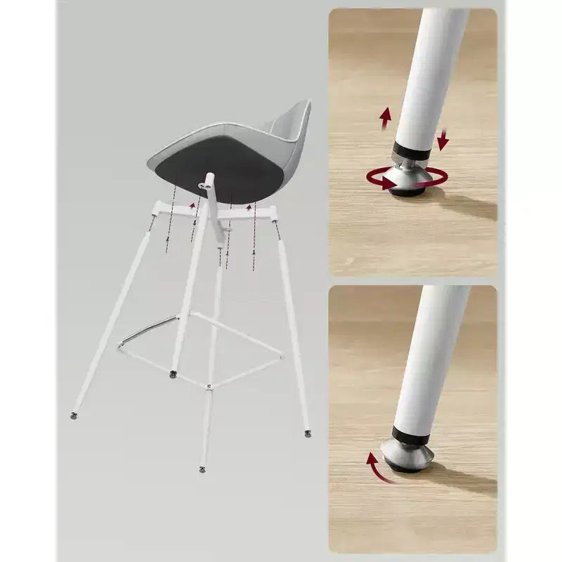 Lot de 2 tabourets de bar, tabourets de bar hauteur comptoir avec dossier, dossier ergonomique, cuir synthétique, pieds en métal