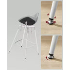 Lot de 2 tabourets de bar, tabourets de bar hauteur comptoir avec dossier, dossier ergonomique, cuir synthétique, pieds en métal