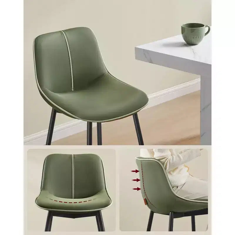 Lot de 2 tabourets de bar, tabourets de bar hauteur comptoir avec dossier, dossier ergonomique, cuir synthétique, pieds en métal