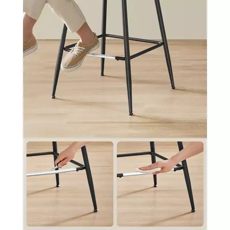 Lot de 2 tabourets de bar, tabourets de bar hauteur comptoir avec dossier, dossier ergonomique, cuir synthétique, pieds en métal