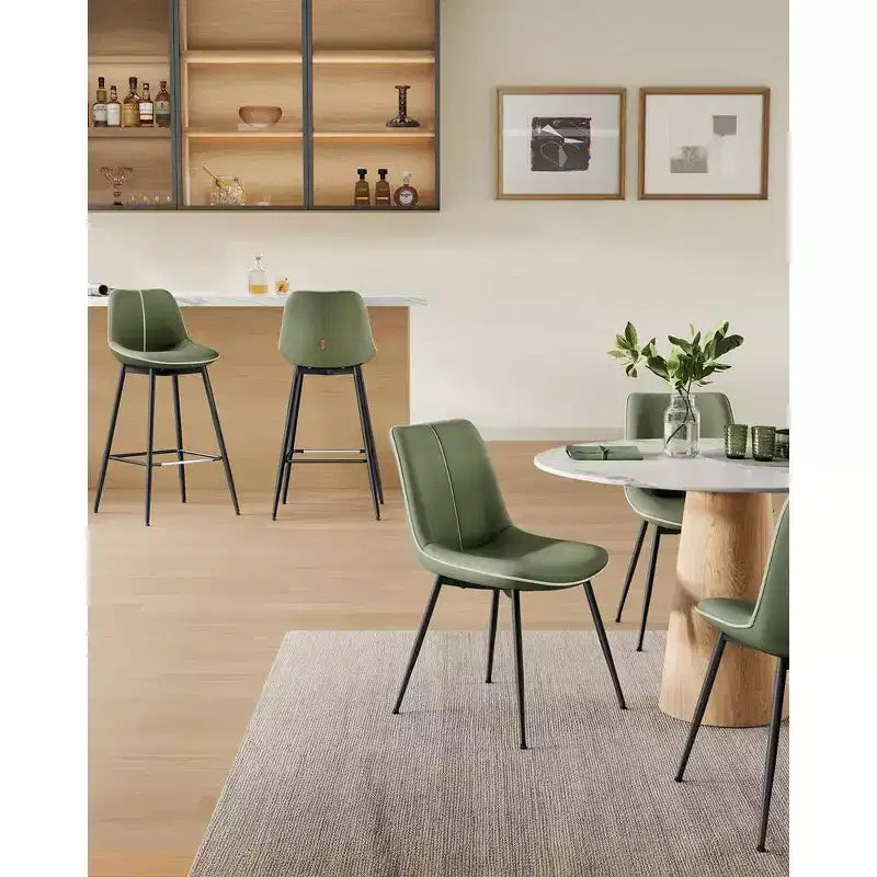 Lot de 2 tabourets de bar, tabourets de bar hauteur comptoir avec dossier, dossier ergonomique, cuir synthétique, pieds en métal