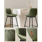 Lot de 2 tabourets de bar, tabourets de bar hauteur comptoir avec dossier, dossier ergonomique, cuir synthétique, pieds en métal