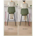 Lot de 2 tabourets de bar, tabourets de bar hauteur comptoir avec dossier, dossier ergonomique, cuir synthétique, pieds en métal