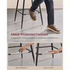 Lot de 2 tabourets de bar, tabourets de bar hauteur comptoir avec dossier, dossier ergonomique, cuir synthétique, pieds en métal
