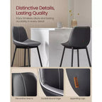 Lot de 2 tabourets de bar, tabourets de bar hauteur comptoir avec dossier, dossier ergonomique, cuir synthétique, pieds en métal