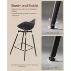 Lot de 2 tabourets de bar, tabourets de bar hauteur comptoir avec dossier, dossier ergonomique, cuir synthétique, pieds en métal
