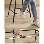 Lot de 2 tabourets de bar, tabourets de bar hauteur comptoir avec dossier, dossier ergonomique, cuir synthétique, pieds en métal