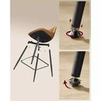 Lot de 2 tabourets de bar, tabourets de bar hauteur comptoir avec dossier, dossier ergonomique, cuir synthétique, pieds en métal