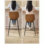 Lot de 2 tabourets de bar, tabourets de bar hauteur comptoir avec dossier, dossier ergonomique, cuir synthétique, pieds en métal