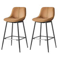 Bar Stools Set of 2, Bar Height Bar Stools with Back, Ergonomic Backrest, Synthetic Leather, Metal Legs