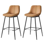 Bar Stools Set of 2, Bar Height Bar Stools with Back, Ergonomic Backrest, Synthetic Leather, Metal Legs