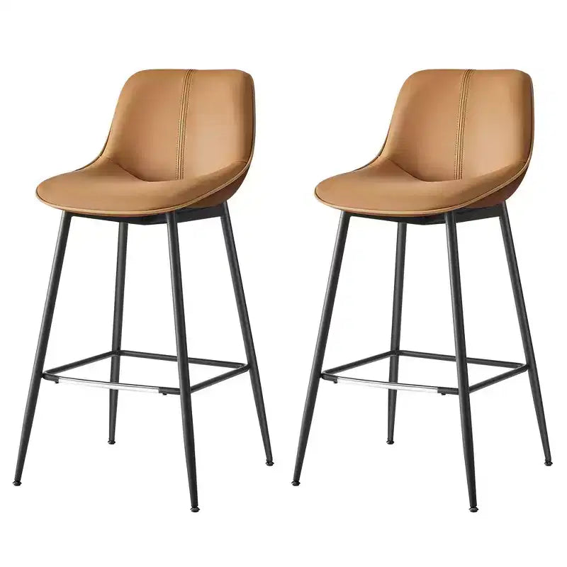Bar Stools Set of 2, Bar Height Bar Stools with Back, Ergonomic Backrest, Synthetic Leather, Metal Legs