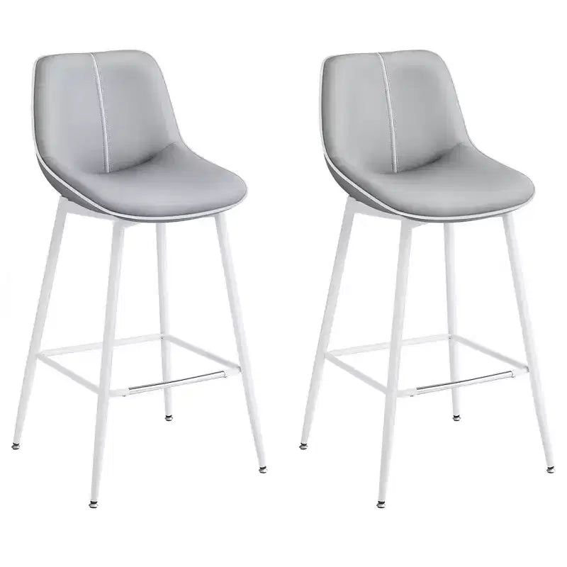 Lot de 2 tabourets de bar, tabourets de bar hauteur comptoir avec dossier, dossier ergonomique, cuir synthétique, pieds en métal