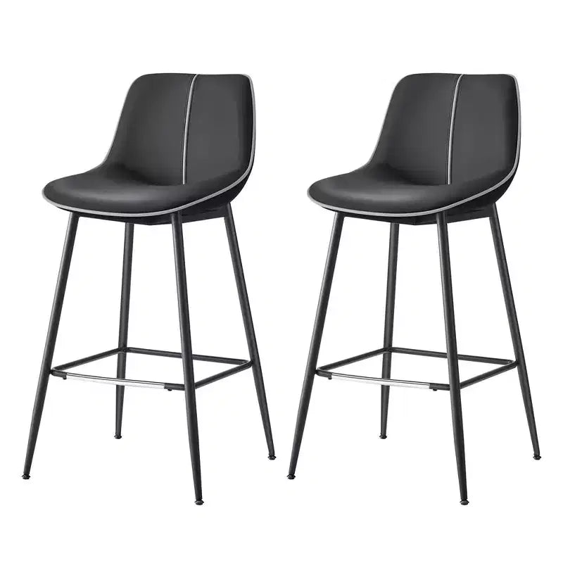 Lot de 2 tabourets de bar, tabourets de bar hauteur comptoir avec dossier, dossier ergonomique, cuir synthétique, pieds en métal