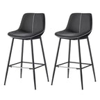 Lot de 2 tabourets de bar, tabourets de bar hauteur comptoir avec dossier, dossier ergonomique, cuir synthétique, pieds en métal