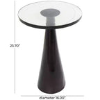 Table d'appoint cône géométrique en aluminium Olivia & May avec plateau en verre texturé 61 cm