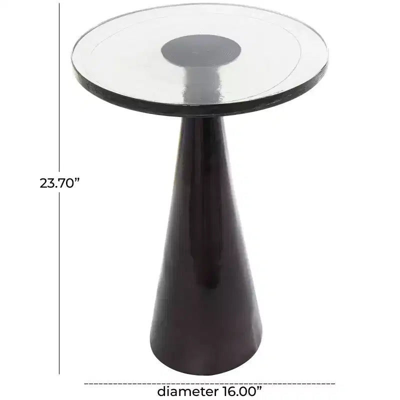 Table d'appoint cône géométrique en aluminium Olivia & May avec plateau en verre texturé 61 cm