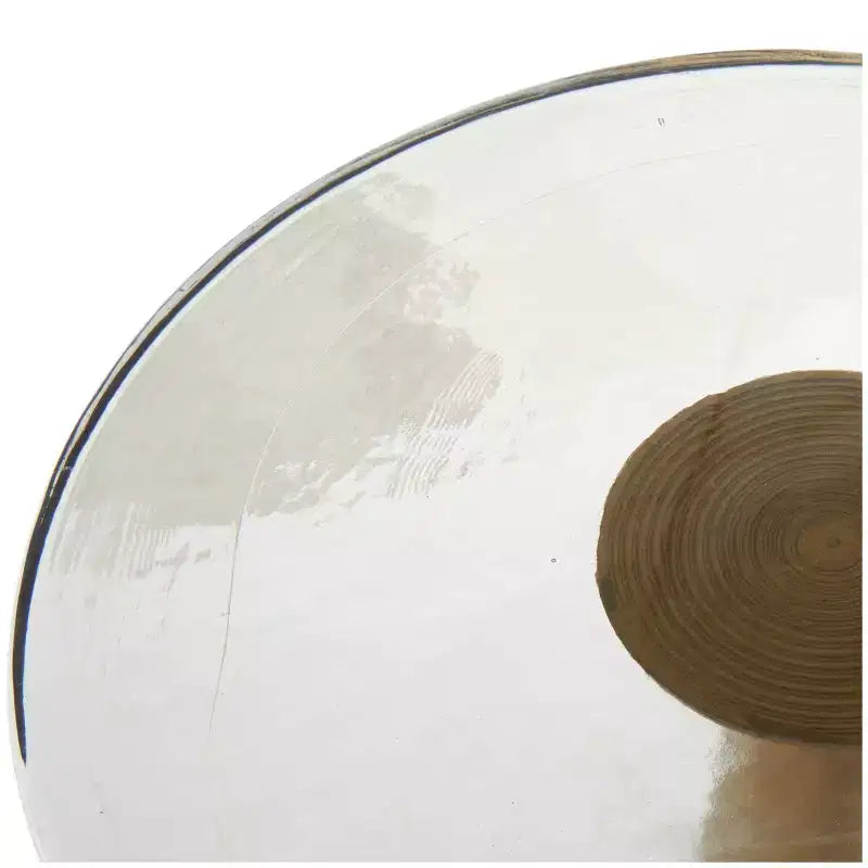 Table d'appoint cône géométrique en aluminium Olivia & May avec plateau en verre texturé 61 cm