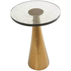 Table d'appoint cône géométrique en aluminium Olivia & May avec plateau en verre texturé 61 cm