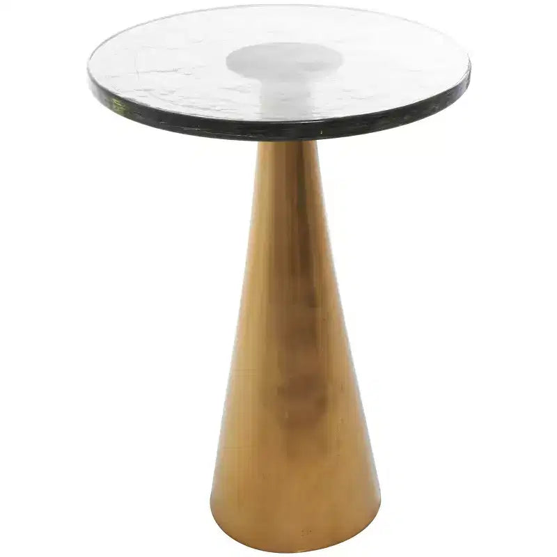 Table d'appoint cône géométrique en aluminium Olivia & May avec plateau en verre texturé 61 cm