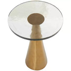 Table d'appoint cône géométrique en aluminium Olivia & May avec plateau en verre texturé 61 cm