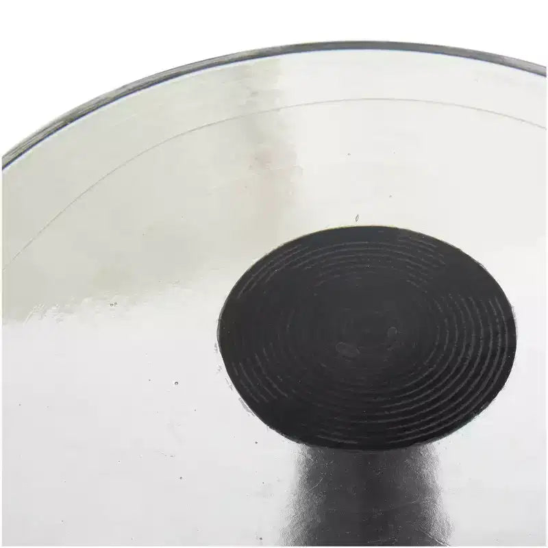 Table d'appoint cône géométrique en aluminium Olivia & May avec plateau en verre texturé 61 cm