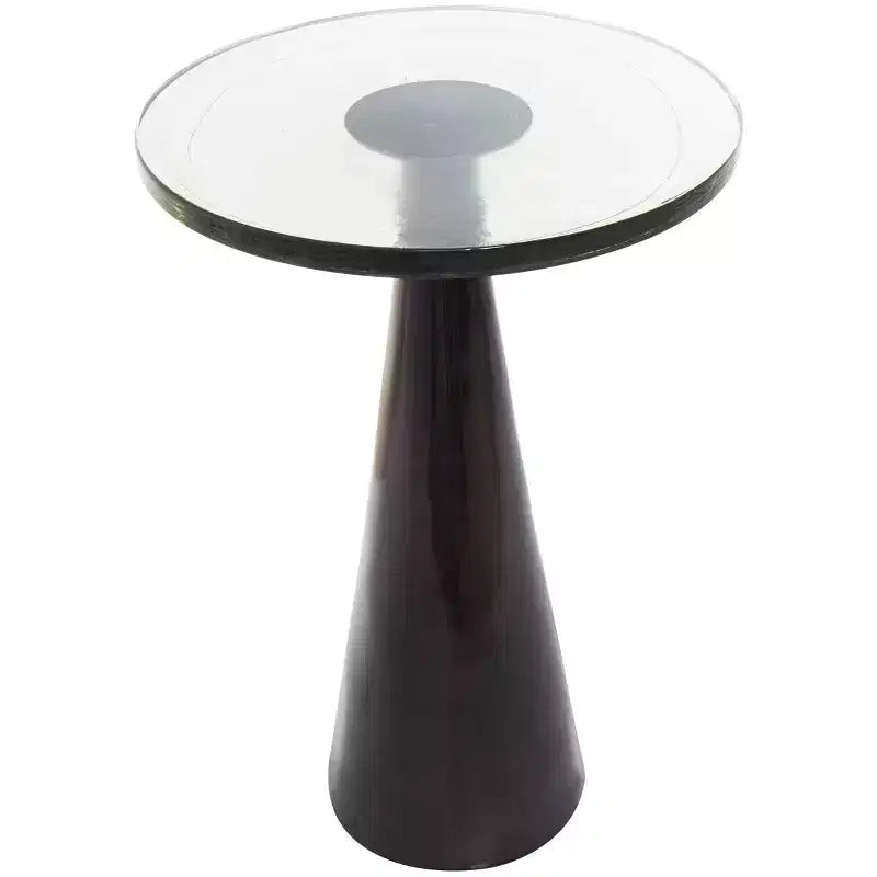 Table d'appoint cône géométrique en aluminium Olivia & May avec plateau en verre texturé 61 cm