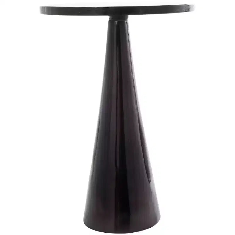 Table d'appoint cône géométrique en aluminium Olivia & May avec plateau en verre texturé 61 cm