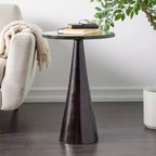 Table d'appoint cône géométrique en aluminium Olivia & May avec plateau en verre texturé 61 cm