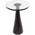 Olivia & May Aluminum Geometric Cone Accent Table with Textured Glass Tabletop 24 in