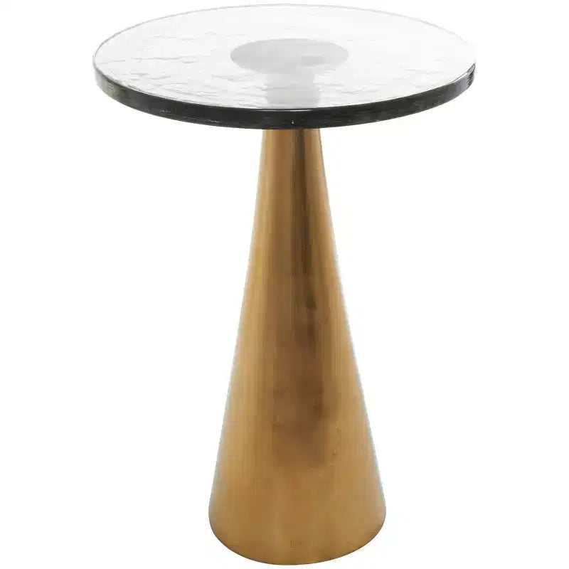 Table d'appoint cône géométrique en aluminium Olivia & May avec plateau en verre texturé 61 cm