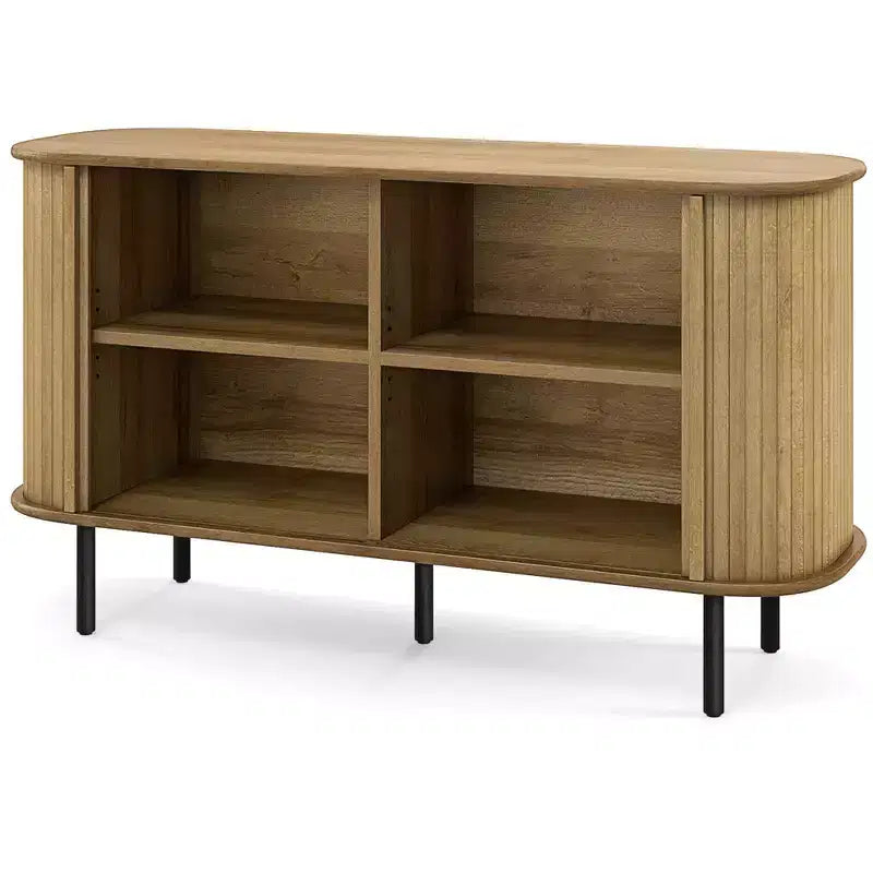 Buffet bahut Costway 47 avec portes coulissantes à tambour et étagères réglables en chêne