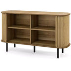Buffet bahut Costway 47 avec portes coulissantes à tambour et étagères réglables en chêne