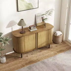 Buffet bahut Costway 47 avec portes coulissantes à tambour et étagères réglables en chêne