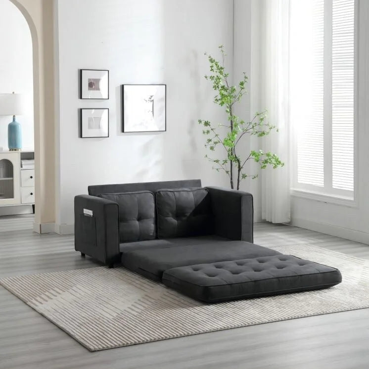 Plush Velvet Convertible 3-Fold Sofa Bed - 31.10 x 55.00 x 31.00