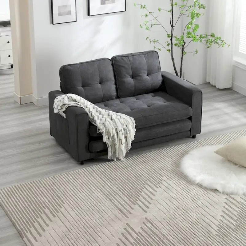 Plush Velvet Convertible 3-Fold Sofa Bed - 31.10 x 55.00 x 31.00