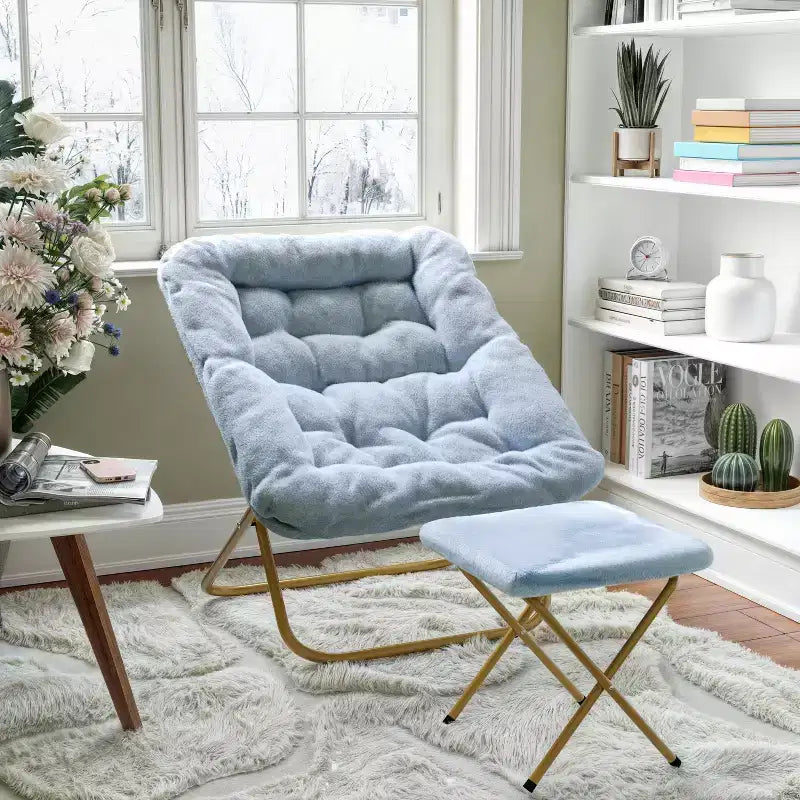 Fauteuil soucoupe pliant et repose-pieds rembourrés surdimensionnés portables Flash Furniture Archer pour dortoir ou chambre à coucher