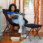 Fauteuil soucoupe pliant et repose-pieds rembourrés surdimensionnés portables Flash Furniture Archer pour dortoir ou chambre à coucher