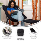 Fauteuil soucoupe pliant et repose-pieds rembourrés surdimensionnés portables Flash Furniture Archer pour dortoir ou chambre à coucher
