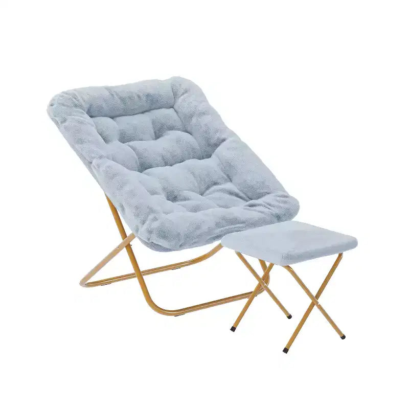 Flash Furniture Archer Oversized Portable Upholstered Folding Saucer Chair and Ottoman for Dorm or Bedroom