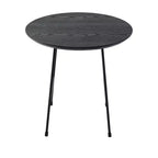 Table d'appoint ronde LeisureMod Rossmore en placage de bois - Cadre en acier noir