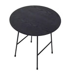 Table d'appoint ronde LeisureMod Rossmore en placage de bois - Cadre en acier noir